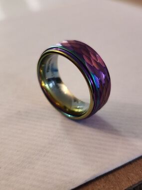 King Will Tungsten Carbide Iridescent Hammered Ring